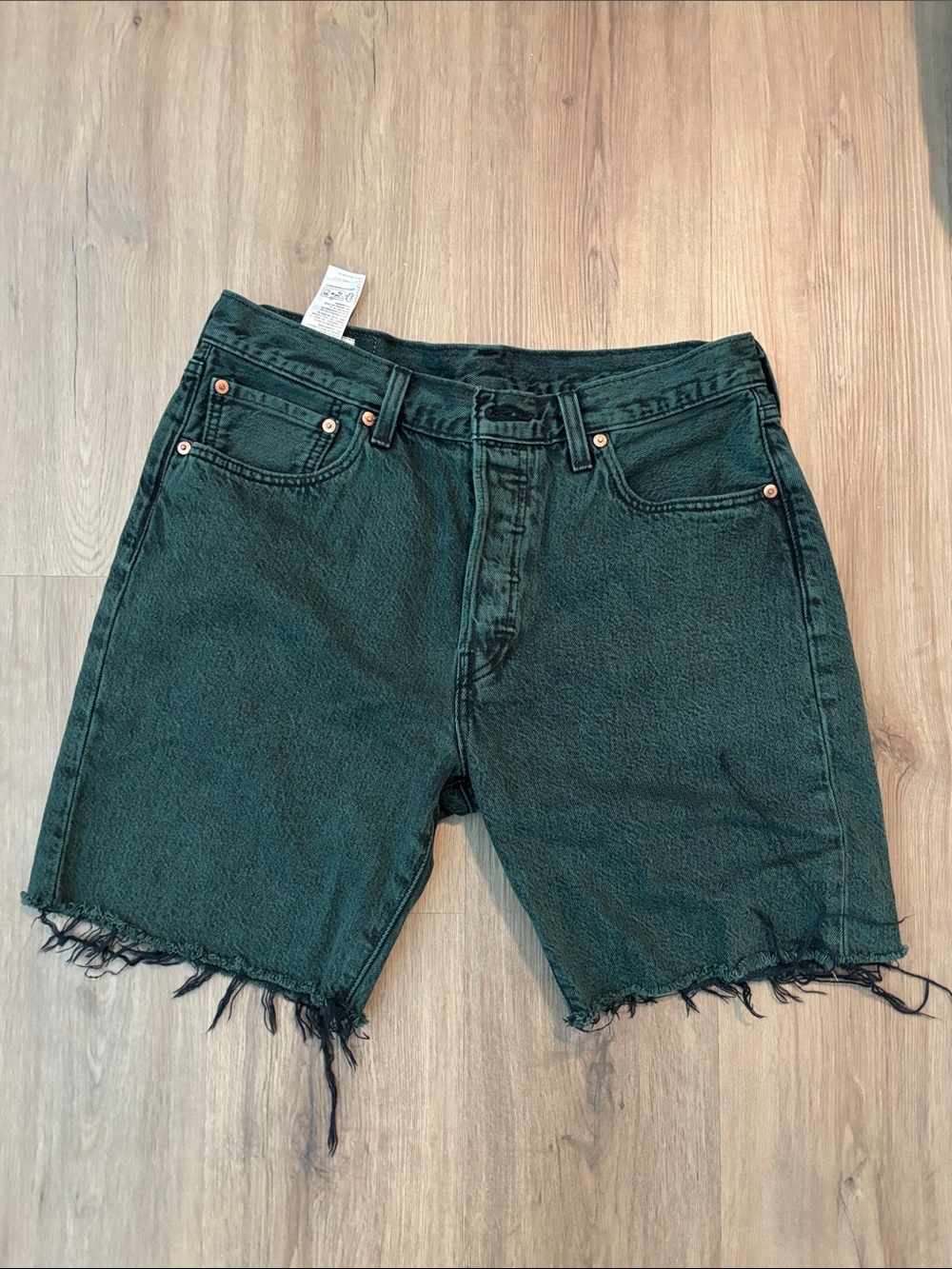 Levi's Dark Green Denim Cutoff Shorts